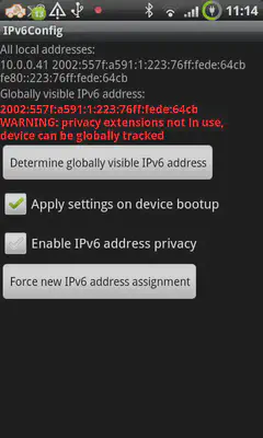 IPv6Config
after fetching global IPv6 address without privacy extensions
enabled