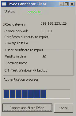 IPSec connector client UI
